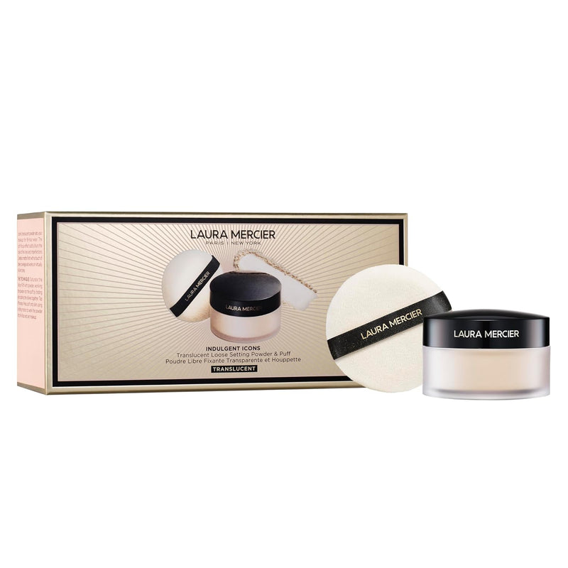 Laura Mercier Translucent Loose Setting Powder, 24HR Shine Control, Infused with Vitamins C + E, Soft Matte Finish, Normal to Oily Skin, 4 Shades for Virtually All Skin Tones, Holiday Gift Set Infinity Warehouse