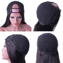 Nvnvdij U Part Wigs Straight Brazilian Virgin Human Hair 2''x 4'' U Shape Glueless Wigs 150% Density Natural Black With Straps Combs For Black Women(16inch ,Straight Wig) Nvnvdij