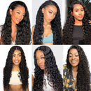 Water Wave Bundles with Closure Brazilian Curly Weave Bundles with Closure Unprocessed Wet and Wavy Bundles with 4x4 Free Part Lace Closure Human Hair Extensions Natural Color(24 26 28 +20) Alimog Store