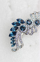 Faship Gorgeous Navy Blue Crystal Flower Barrette Clip Faship