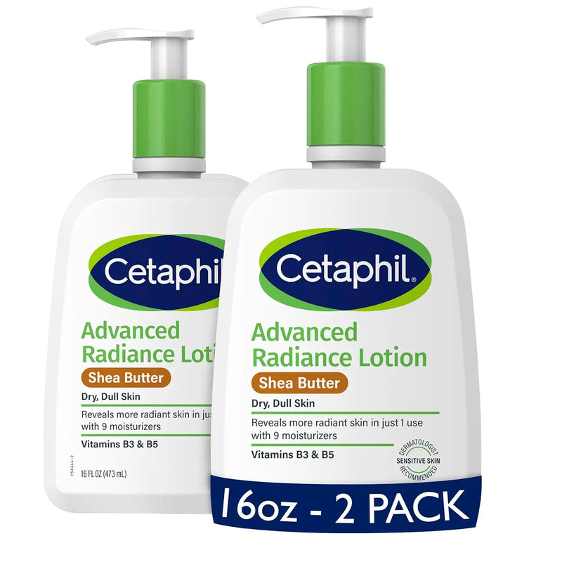 Cetaphil Body Lotion, Advanced Radiance Lotion with Shea Butter for Dry, Sensitive Skin, 16 oz Pack of 2, Fragrance Free, Hypoallergenic, Non-Comedogenic Infinity Warehouse