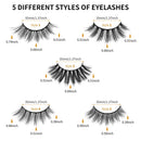DYSILK 5 Pairs 6D Mink Eyelashes 5 Styles Mixed Lashes Faux Natural Fluffy Cross False Eyelashes Wispy Long Extension Fake Eyelashes Thick Soft Eyelashes Reusable Pack No Glue |005-(15mm-18mm) DYSILK Store