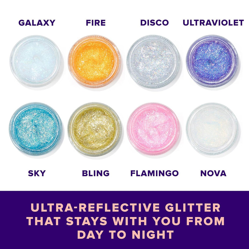 Unicorn Snot Face & Body Glitter Set - Cosmetic-Grade Holographic Gel Makeup Kit for Festivals, Raves, Cosplay - Safe for Face, Easy Application & Removal, 1.7oz (3 Pack, Disco, Sky, Ultraviolet) Infinity Warehouse