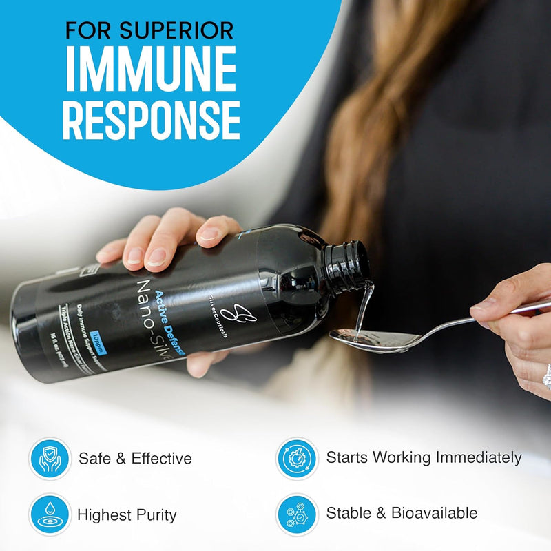 Colloidal Silver w/Nano Technology - 10ppm 16oz - 8X More Effective - Natural Immune Support - Save The Sick Days - Ages 5 & Up - Outperforms Higher PPM Silvers - No Taste & Smell - 3rd Party Tested Infinity Warehouse