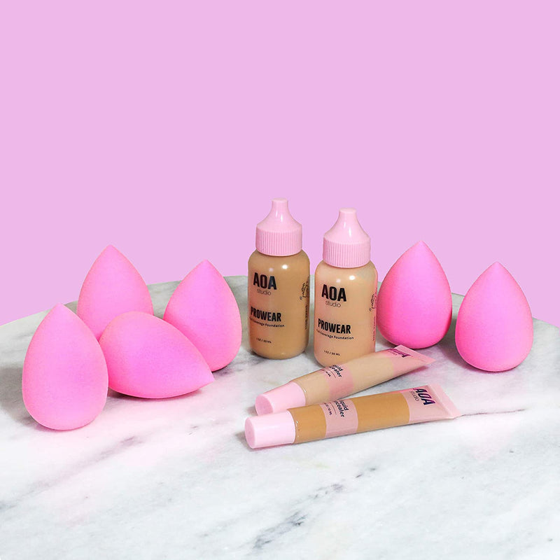 AOA Studio Collection Makeup Sponge Set Makeup Blender Latex Free and High-definition Set of 6 Makeup Blender For Powder Cream and Liquid, Super Soft Wonder Blender Beauty Cosmetic AOA STUDIO