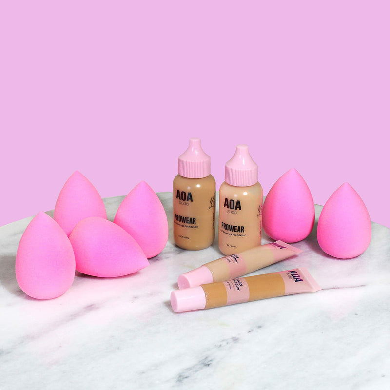 AOA Studio Collection Makeup Sponge Set Makeup Blender Latex Free and High-definition Set of 6 Makeup Blender For Powder Cream and Liquid, Super Soft Wonder Blender Beauty Cosmetic AOA STUDIO