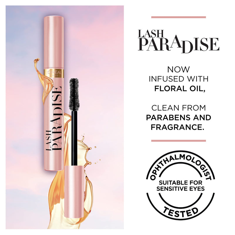 L'Oreal Paris Voluminous Makeup Lash Paradise Mascara, Voluptuous Volume, Intense Length, Feathery Soft Full Lashes, No Flaking, No Smudging, No Clumping, Black Brown, 0.25 Fl Oz (Pack of 1) L'Oreal Paris