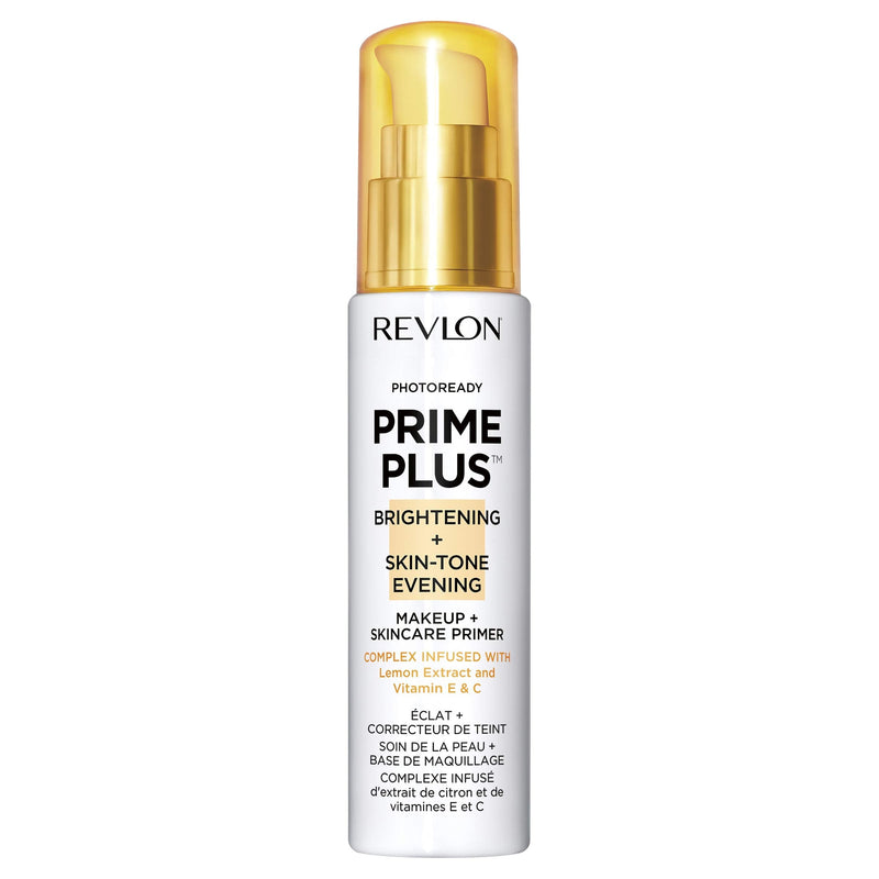 REVLON Prime Plus Makeup & Skincare Primer, Brightening and Skin-Tone Evening, Formulated with Vitamin C and Lactic Acid, 1 oz REVLON