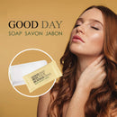 Soap Travel Size Bulk- Hand and Facial Soap - GOOD DAY - 0.85 OZ- 50 White Bars Per Case- Moisturizing - Individually Wrapped for Hotels, Rentals, Charity Donations, spa - Value Pack Good$ Day