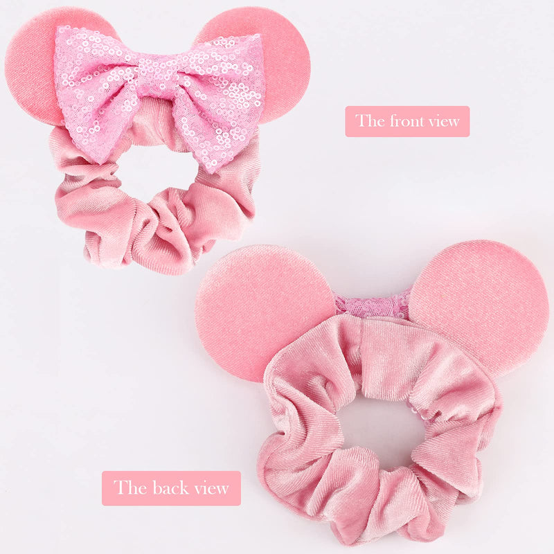 DRESHOW Mouse Ears Sequin Bow Velvet Scrunchies Elastic Hair Tie Ponytail Holder Hair Accessories DRESHOW