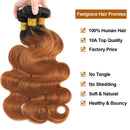 Feelgrace Soft Human Hair 3 Bundles Ombre 1B/30 Color 10A Brazilian Virgin Body Wave Hair Extension Bundles 100% Unprocessed Brazilian Hair (16 18 20) Feelgrace