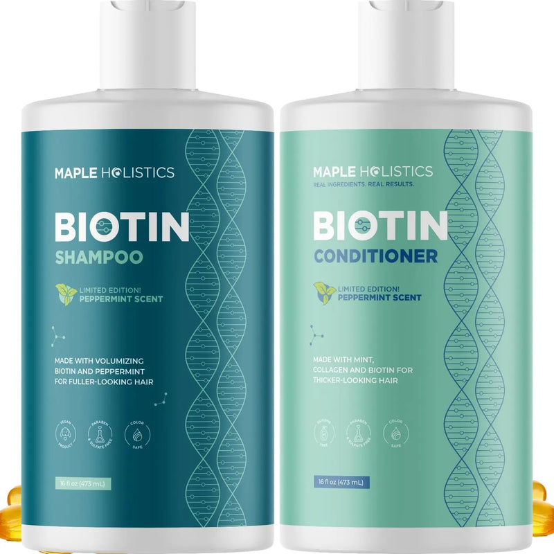 Advanced Biotin Shampoo and Conditioner Set - Thickening Sulfate and Paraben Free Shampoo and Conditioner for Hair Growth with Rice Water Black Castor Caffeine Collagen and Rosemary Oil Infinity Warehouse