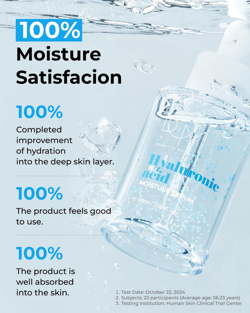 BOM Hyaluronic Acid Moisturizing Serum 1.69 fl oz, Lightweight Vegan Facial Serum with Moisture Capsules and Vitamins, Deep 20 Layer Hydration, Face Plumping, Hypoallergenic, Dry Skin Korean Skincare Infinity Warehouse