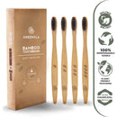 Greenzla Bamboo Toothbrush (4 Pack) with Travel Toothbrush Case & Charcoal Dental Floss | Natural Eco Friendly Toothbrushes for Adults | BPA Free , Soft Bristles & Biodegradable Wooden Toothbrush GREENZLA