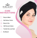 HALLEY Cotton Hair Towel Wrap (3 Packs) Super Absorbent Fast Drying Turbans for Thick, Wet Hair with Button (Black) Infinity Warehouse