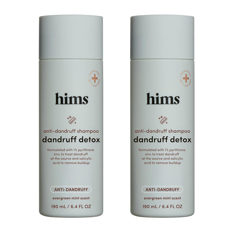 hims Dandruff Detox Anti Dandruff Shampoo, 2 Pack - Anti Dandruff Shampoo for Dry, Itchy Scalp with Pyrithione Zinc 1% and Argan Oil - Paraben Free, Sulfate Free - Evergreen Mint - 2 x 6.4 fl oz Infinity Warehouse