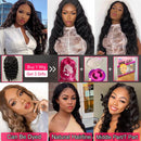 JIETAI T-Part Lace Front Wigs Human Hair Pre Plucked 150% Density Brazilian Virgin Loose Deep Wave Human Hair Wigs with Baby Hair 13x6x1 Lace Closure Wig For Black Women（24 inch,T-Part wig) JIETAI Store