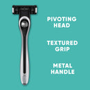 Made For YOU by BIC Shaving Razor Blades for Every Body - Men & Women, with 2 Cartridge Refills - 5-Blade Razors for a Smooth Close Shave, TEAL, Kit Made For You