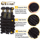 QTHAIR 12A Peruvian Loose Deep Wave Human Hair with Closure(16 18 20+14 Free Part Closure,Natural Black) Peruvian Loose Deep Wave Virgin Hair Weave with 4x4 Swiss Lace Closure with Baby Hair QTHAIR Store