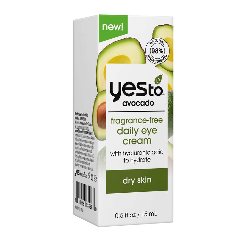 Yes To Avocado Fragrance Free Daily Eye Cream, 0.5 Ounce + Dry Skin + Moisturize and Nourish Skin + Avocado Oil and Hyaluronic Acid + 99% Natural Ingredients (Pack of 6) Yes To