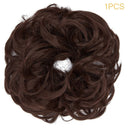 OKHOTY 1PCS Messy Hair Bun Hair Scrunchies Extension Curly Wavy Messy Synthetic Chignon for Women Updo Hairpiece(1PCS Dark Auburn) OKHOTY