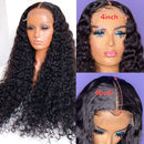 Lace Front Wigs Human Hair Pre Plucked 22inch 4x4 Deep Wave Human Hair Wigs for Black Women 12A Virgin Deep Wave Closure Wigs with Baby Hair Bleached Knots Natural Color LIKE HER