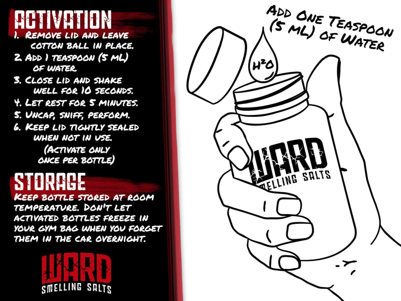 Ward Smelling Salts - Bottled Insanity - Insanely Strong Ammonia Inhalant for Athletes | Smelling Salt for Athletes - Powerlifting Hockey Football Weight Lifting and More | Insane Smelling Salt WARD SMELLING SALTS