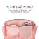 Large Vegan Leather Makeup Bag Zipper Pouch Travel Cosmetic Organizer for Women and Girls (Large, Pink) Narwey