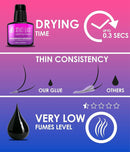 STACY LASH Lightning Speed Eyelash Extension Glue 10ml/0.34 fl.oz / 0.3 Sec Dry/Retention – 6-8 Weeks/Extra Strong Black Adhesive/Lash Tech Supplies Infinity Warehouse