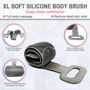 TRIED TRU- XL 35.5 inch Silicone Back Washer for Shower Double Sided Back Scrubber and Massager Soft On Skin Lathers Soap Silicone Loofah Alternative. Deep Clean Exfoliation (Grey) Tried