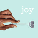 joy Razors for Women, 1 Handle, 4 Razor Blade Refills, Teal, Lubrastrip to Help Avoid Skin Irritation JOY