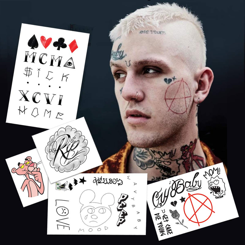 Fashion Tats Lil Peep Temporary Tattoos | Includes Face, Neck & Hands | REALISTIC  | Skin Safe | MADE IN THE USA| Removable Fashiontats