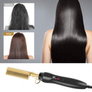 Hot Comb Hair Straightener, Electric Heating Comb, Portable Travel Anti-Scald Beard Straightener Press Comb, Ceramic Comb Security Portable Curling Iron Heated Brush REDESS