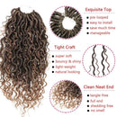 Alimiriam New Goddess Locs Crochet Hair 14 inch 6 Packs Faux Locs Wavy Crochet Curly Hair Faix Locs Crochet with Curly Ends River Curls Crochet Hair (14" 6Packs T1B/27