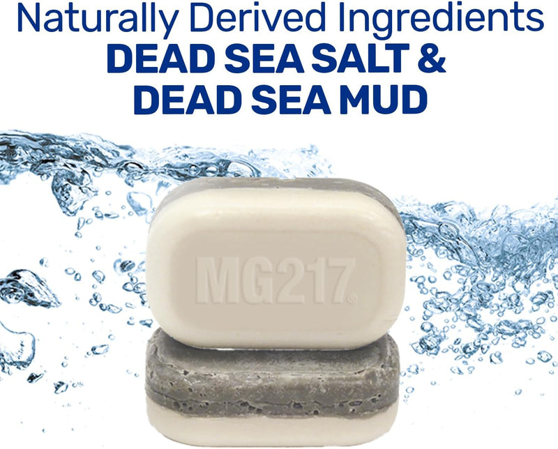 MG217 Psoriasis Dead Sea Exfoliating Bar Soap - Dead Sea Salt, Mud, Aloe Vera, Vitamin E & Rose Geranium Oil for Psoriasis Skincare, 3.2oz Infinity Warehouse