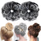 Messy Bun Hair Piece for Women Thick Updo Scrunchies Hair Extension Ponytail Hair Accessories Natural Black Mix Silver Grey OMGREAT