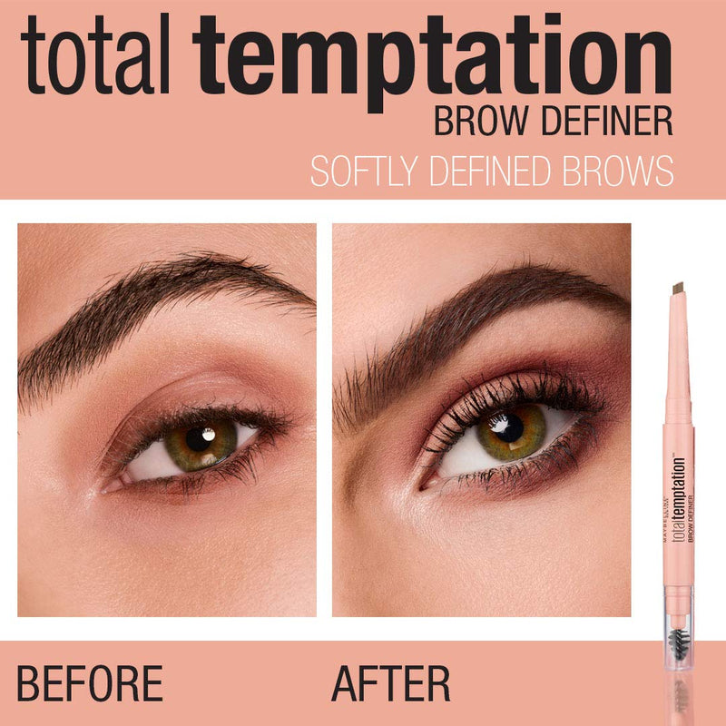 Maybelline Total Temptation Eyebrow Definer Pencil, Medium Brown, 1 Count Maybelline New York
