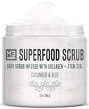 M3 Naturals Superfood Body Scrub with Collagen Stem Cell Exfoliating Face Scrub Body Exfoliator Fight Cellulite Fine-Lines Stretch Marks Spider Veins for Men Women Cucumber Aloe 12 oz M3 Naturals