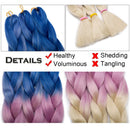 Jumbo Braiding Hair 24 inch Jumbo Braid Hair Extensions Ombre Jumbo Box Braids Crochet Hair Long for Women Kids DIY High Temperature Synthetic Fiber 3 Tones Blue+ Pink+ Blonde 1 Bundle Benehair