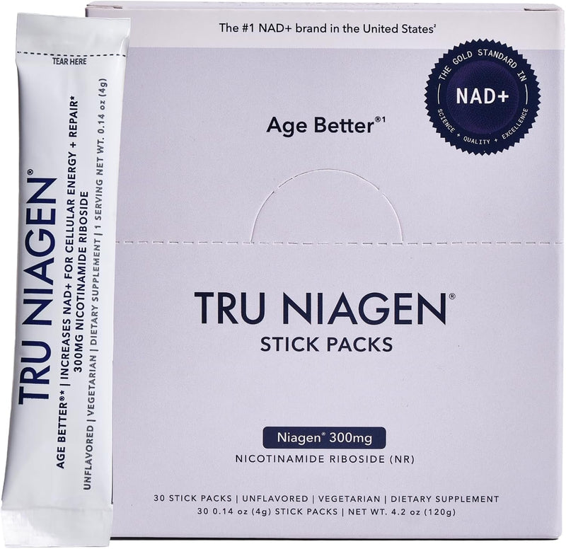 TRU NIAGEN NAD+ Booster with Hydration & Prebiotic Support Award-Winning Nicotinamide Riboside Mixing Powder for Cellular Energy, Repair & Healthy Aging - 30ct/300mg Stick Packs: On-The-Go Supplement Infinity Warehouse