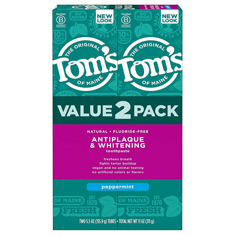 Tom's of Maine Antiplaque and Whitening Toothpaste, Fluoride Free, Fennel, 3 Pack, 4.5 Oz Infinity Warehouse