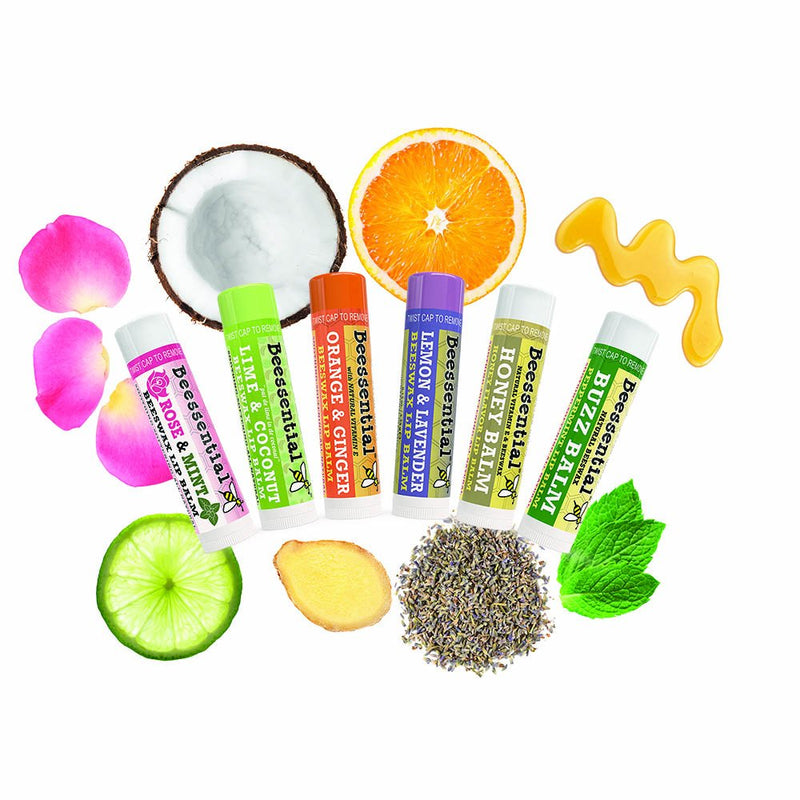 Beessential All Natural Rose Mint Lip Balm 2 pack – Heals and Prevents Dry and Chapped Lips – Moisturizing Beeswax, Coconut, Shea and Cupuacu Butter Beessential