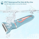 Electric Razor for Women, EESKA 2-in-1 Womens Shaver Bikini Trimmer Body Hair Removal for Face Legs and Underarm, Portable Ladies Shaver, IPX7 Waterproof Wet and Dry, Type C USB Recharge Blue EESKA