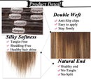 S-noilite Clip in Human Hair Extensions Dip-Dye Ombre Thick True Double Weft 100% Remy Human Hair Full Head 8 Pieces 18 Clips (24 Inch - 170g,Medium Brown/Dark Blonde/Medium Brown (