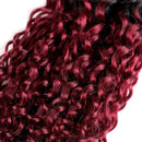 Ombre Dark Red Curly Weave Human Hair 3 Bundles 99J Brazilian Curly Hair 100g/Bundles Burgundy Kinky Curly Human Hair Extensions for Black Women (16"18"20") ALISFEEL