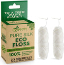 Biodegradable Mint Dental Tooth Lace Floss - 2X Refillable Flossers - 100% Organic Natural and Compostable Teeth Silk Spool - Waxed with Candelilla Wax & Eco-Friendly Zero Waste Packaging BAMBOEARTH Store