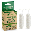 Biodegradable Mint Dental Tooth Lace Floss - 2X Refillable Flossers - 100% Organic Natural and Compostable Teeth Silk Spool - Waxed with Candelilla Wax & Eco-Friendly Zero Waste Packaging BAMBOEARTH