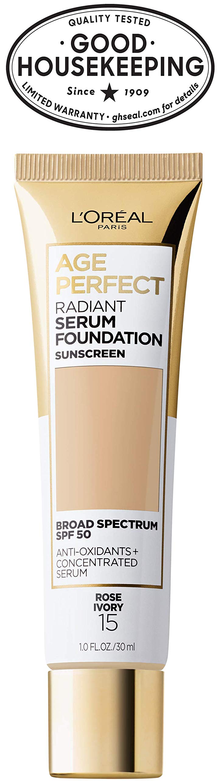 L'Oreal Paris Age Perfect Radiant Serum Foundation with SPF 50, Rose Ivory, 1 Ounce L'Oreal Paris