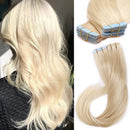 S-noilite Blonde Tape in Hair Extensions Human Hair for Women Tape in Extensions Glue in Hair Seamless Skin Weft Invisible Double Sided Tape Silky Straight 20Pcs 60g (18 Inch