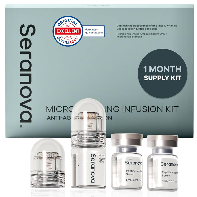 Seranova - Micro Infusion for Skin Care – with Collagen Peptides & Hyaluronic Acid, Face Serum and Stamp 0.05mm - 3 Month Supply Infinity Warehouse
